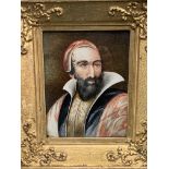 Gilt painted framed and glazed miniature oil portrait of a bearded Jewish gentleman