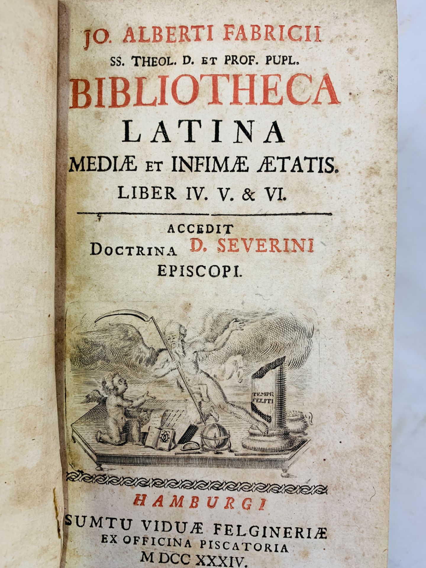 Four volumes of Bibliotheca Latina published in Hamburg 1734-1736 by J. Alberti Fabricii - Image 4 of 4