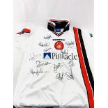 Nottingham Forest football shirt sponsored by Pinnacle and signed by the team