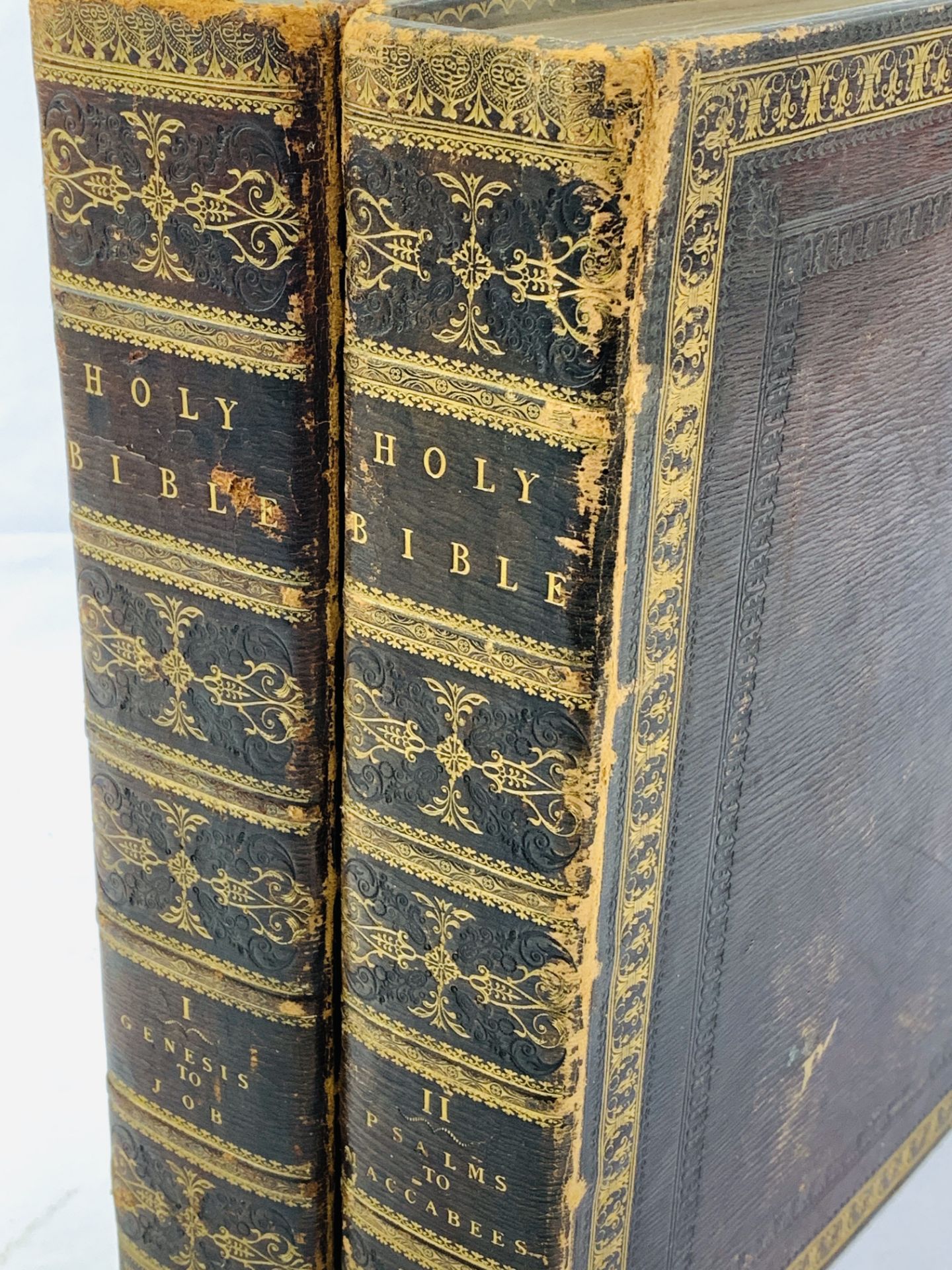 Holy Bible, published 1817, volume 1 and volume 1 part 2, bound in gilt decorated leather - Image 2 of 5
