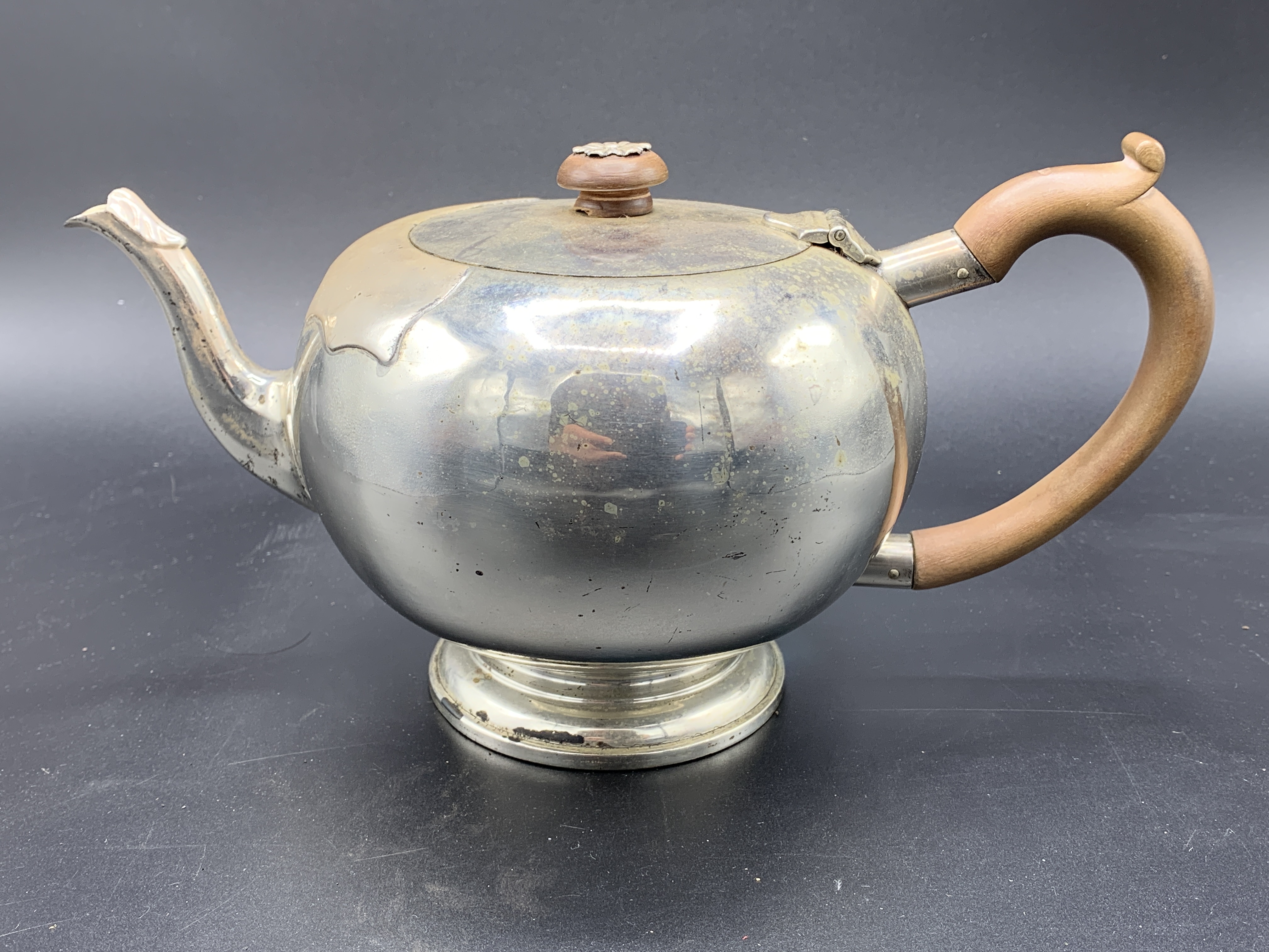 Silver bullet shape teapot, hallmarked London 1927 by Mappin & Webb Ltd