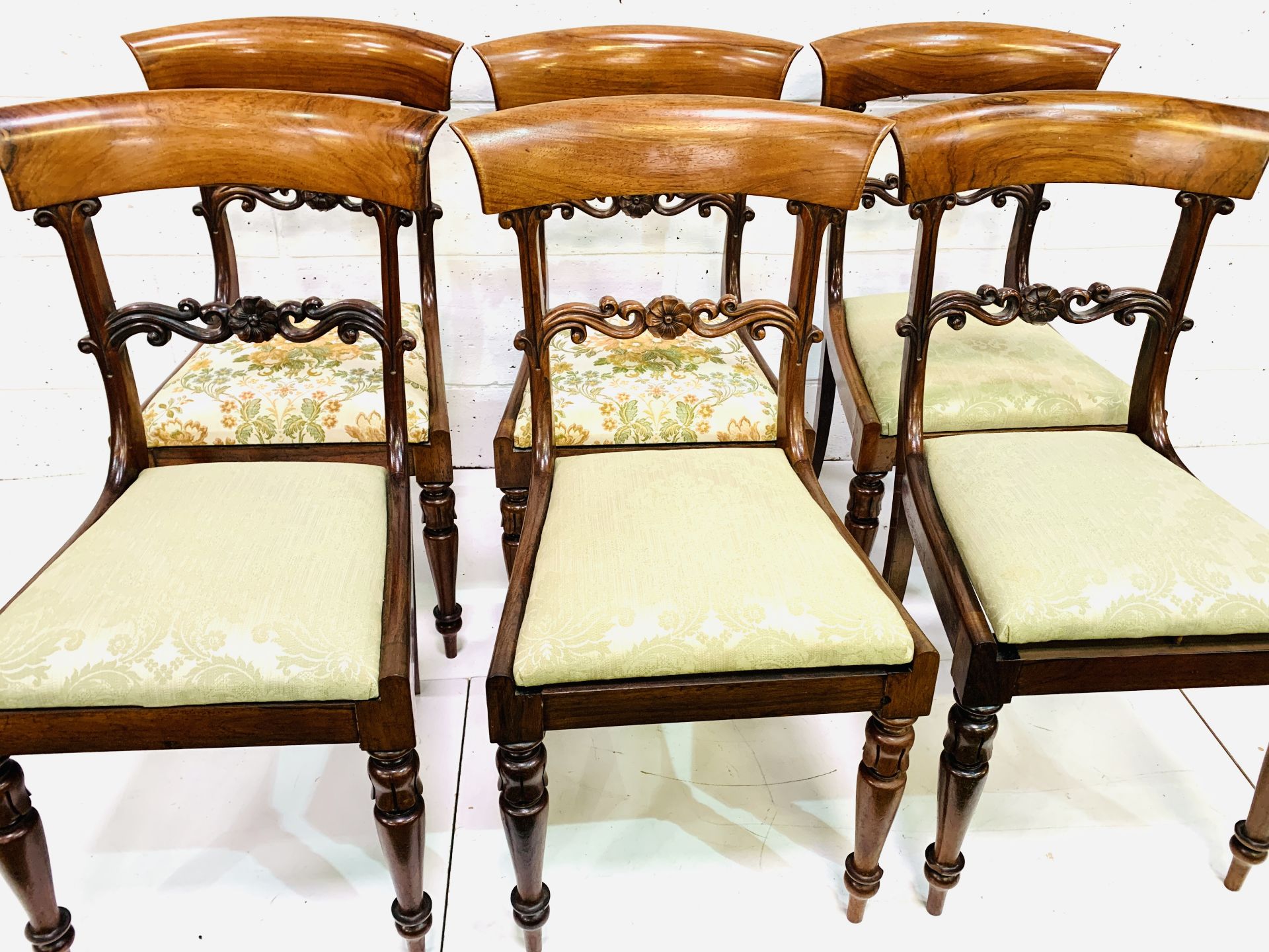 Six mid-19th century mahogany dining chairs