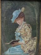 Gilt framed and glazed miniature oil portrait of an Edwardian lady