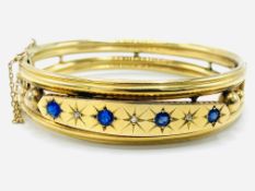 Edwardian 9ct sapphire and diamond bracelet hallmarked Birmingham 1903