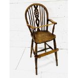19th century Windsor style oak and elm child's high chair