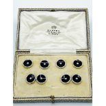 18ct gold and platinum set of cufflinks and shirt studs in an Asprey box