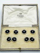 18ct gold and platinum set of cufflinks and shirt studs in an Asprey box