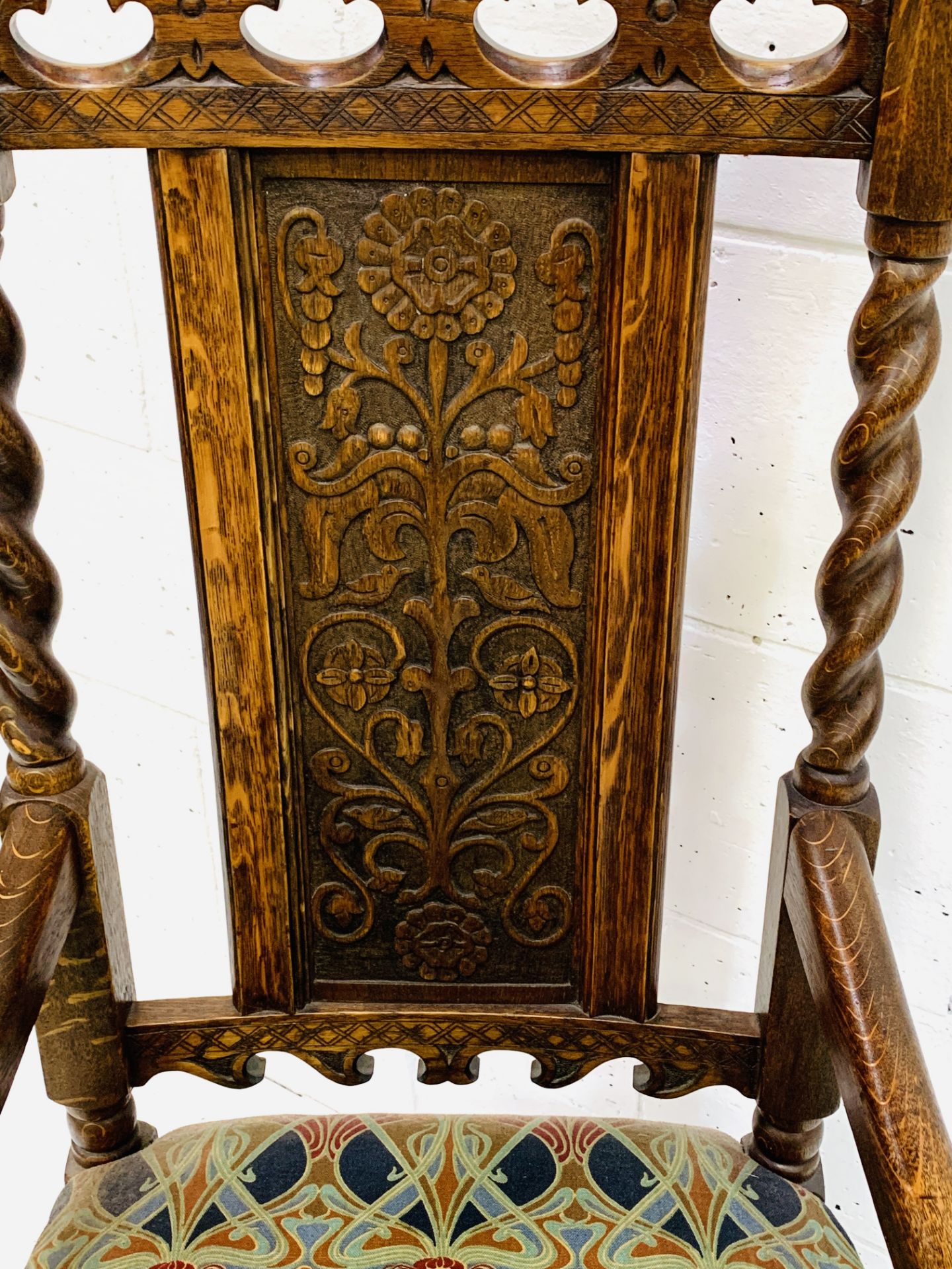 Early 20th Century oak framed open armchair - Image 4 of 6