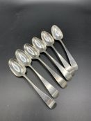 A set of 6 Georgian silver teaspoons, hallmarked London 1785, and another set