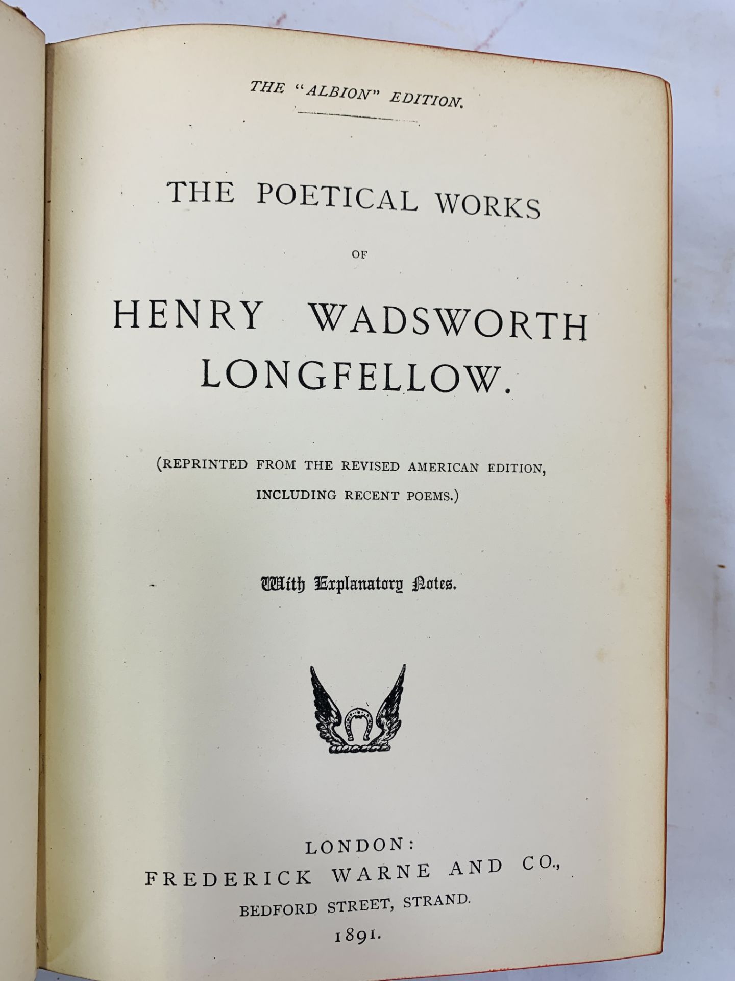 The Poetical Works of Henry Wadsworth Longfellow, 1891, The Poetical Works of Henry Longfellow 1861 - Image 4 of 5