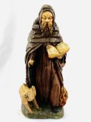 Mid 19th century ecclesiastical polychrome statue of St Anthony with long nose pig