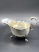 Large silver sauce boat hallmarked Birmingham by William Atkins