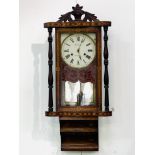 Inlaid mahogany pendulum wall clock