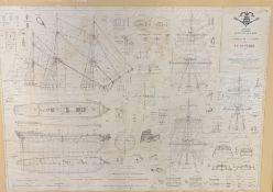 A Musee de La Marie, 1/150 scale plan of the 74 gun warship Le Superbe