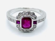 18ct white gold ruby and diamond ring