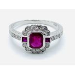 18ct white gold ruby and diamond ring