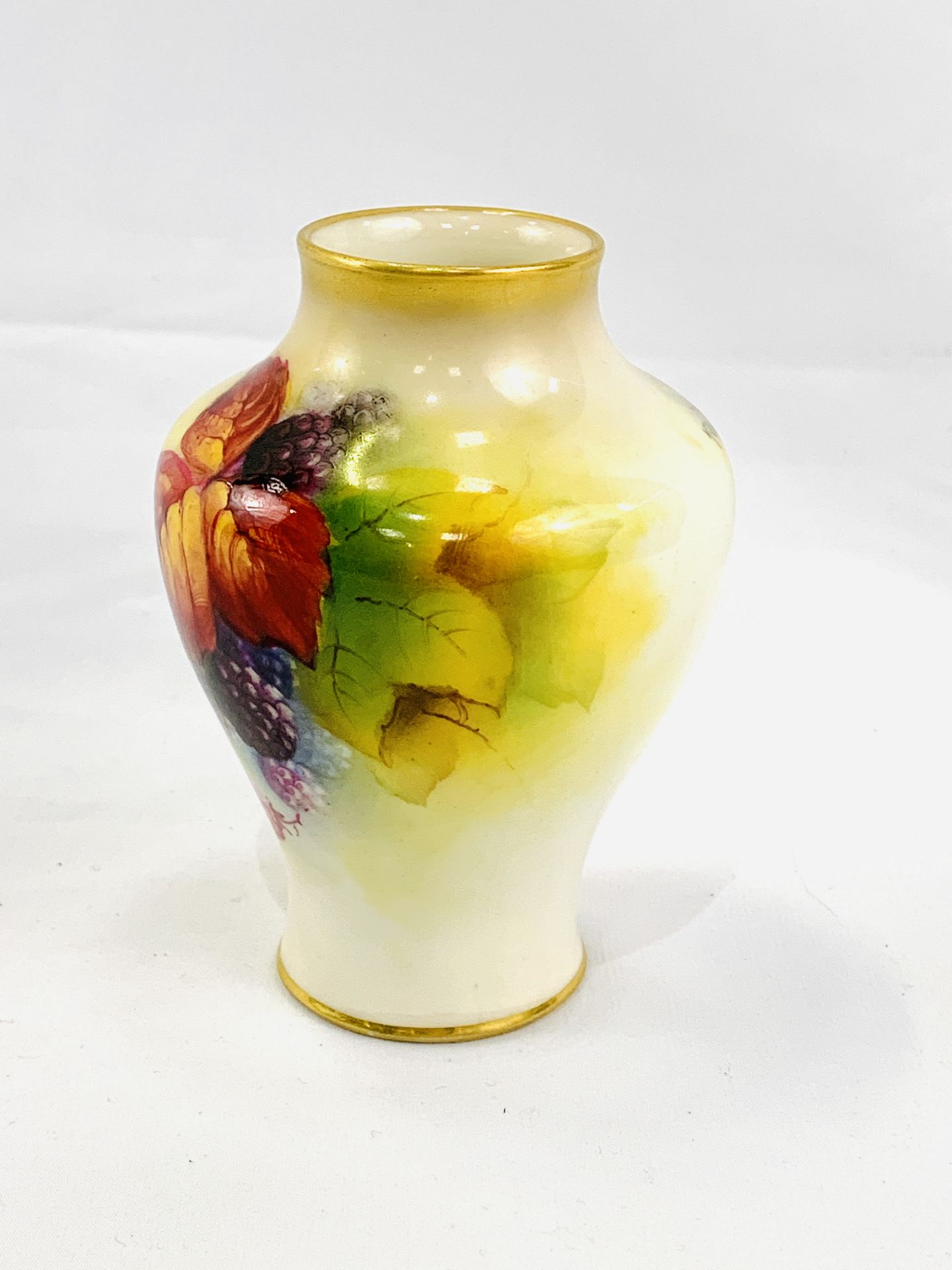 Royal Worcester vase hand-painted with blackberries by J Blake - Image 3 of 5