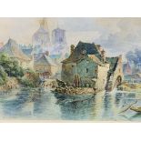 Lennard Lewis R.A (1826-1913) signed framed and glazed watercolour of a riverside scene