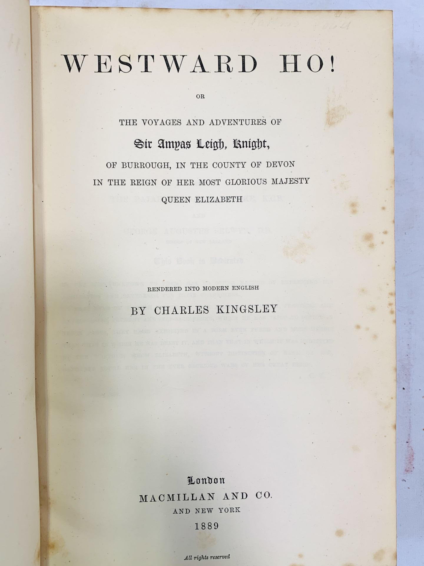 Westward Ho! and Alton Locke by Charles Kingsley, 1889 and 1890 - Image 2 of 3