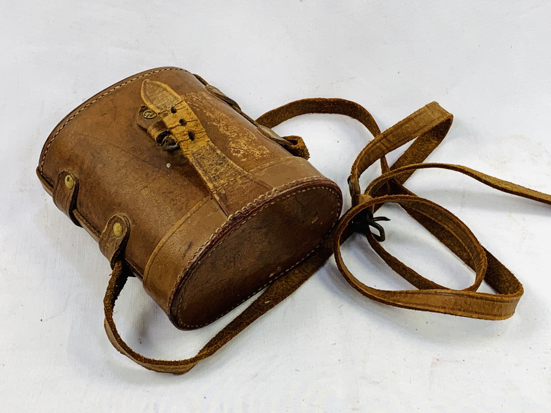 Early 20th Century leather covered binoculars by Aitchison in original brown leather case - Image 3 of 3