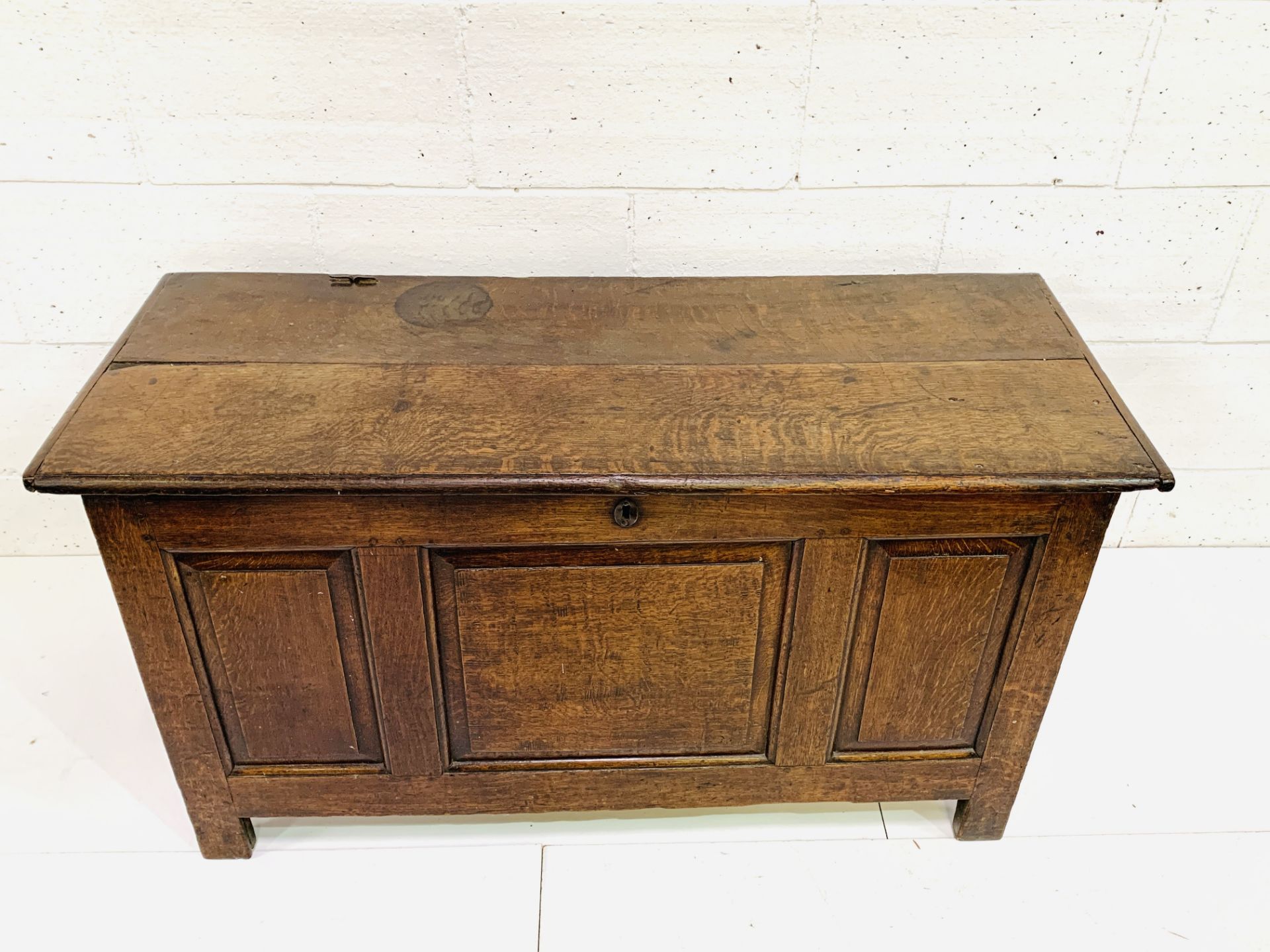 18th century oak three panel coffer