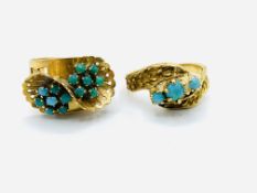 Two 18ct gold and turquoise rings
