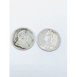 Two Georgian silver shillings