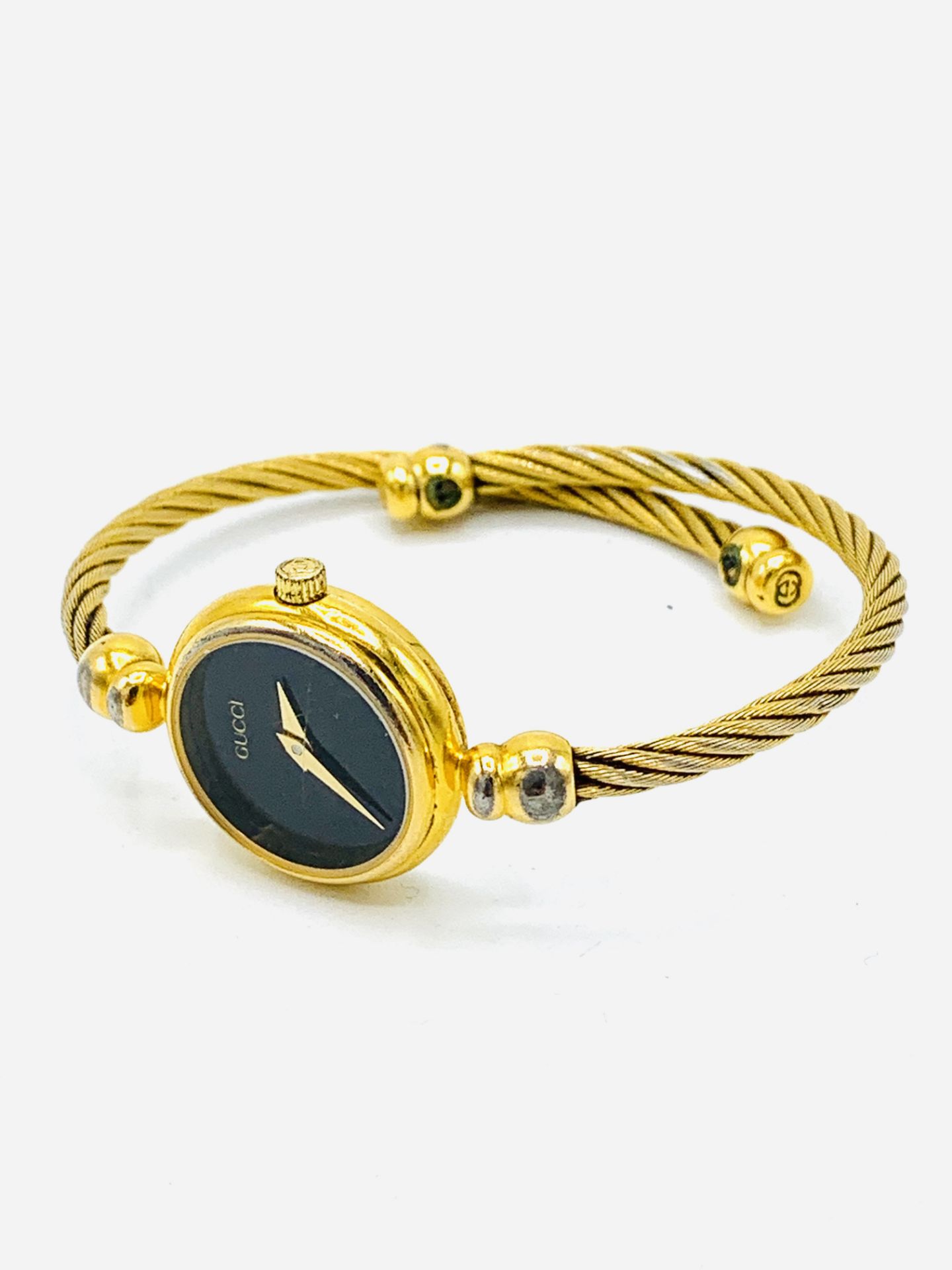 Gucci gold plate case watch with bangle strap, no. 2700.2.L