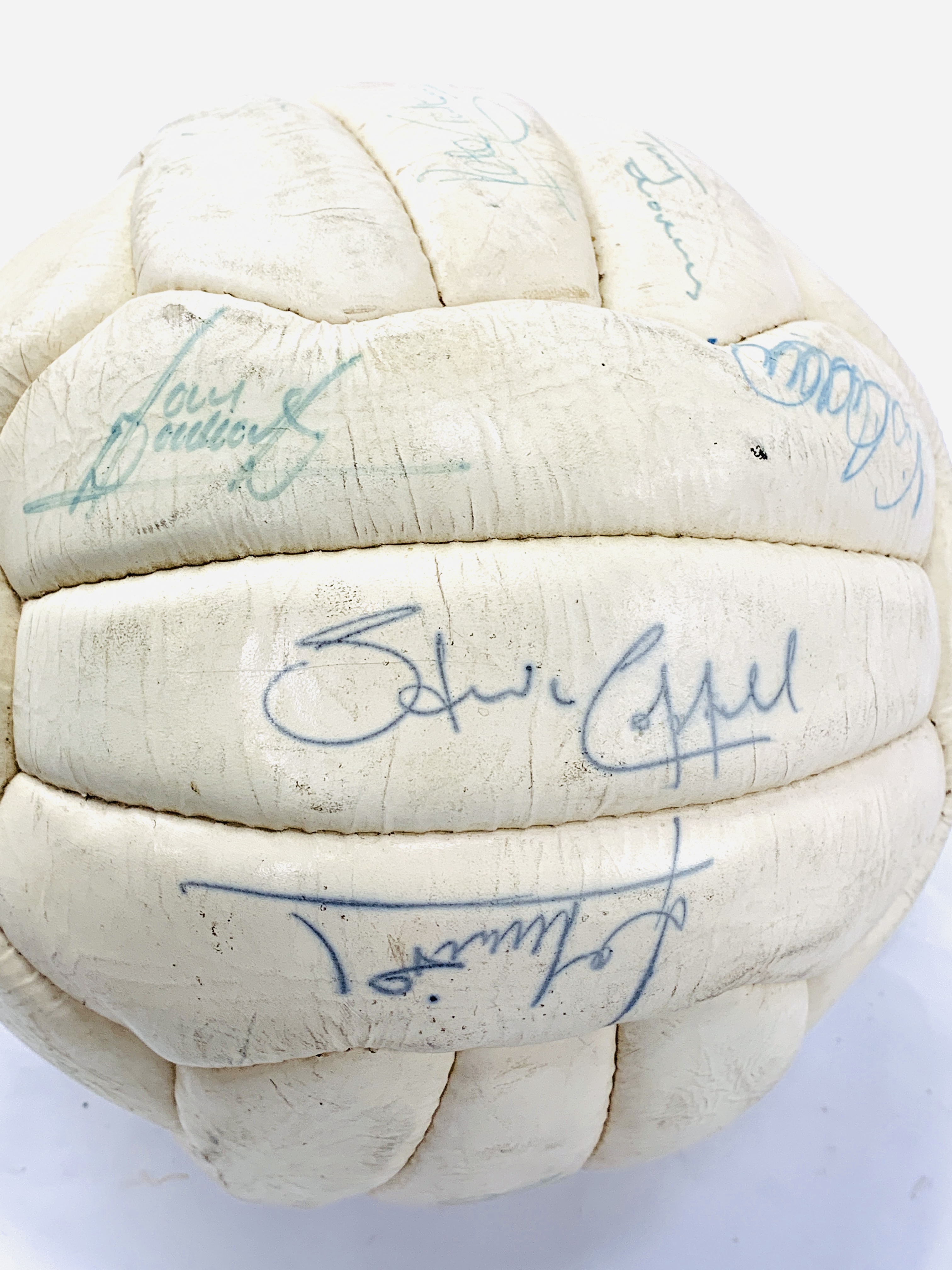 Signed Mitre 5 football with original signatures of 1980's era England football team - Image 5 of 5
