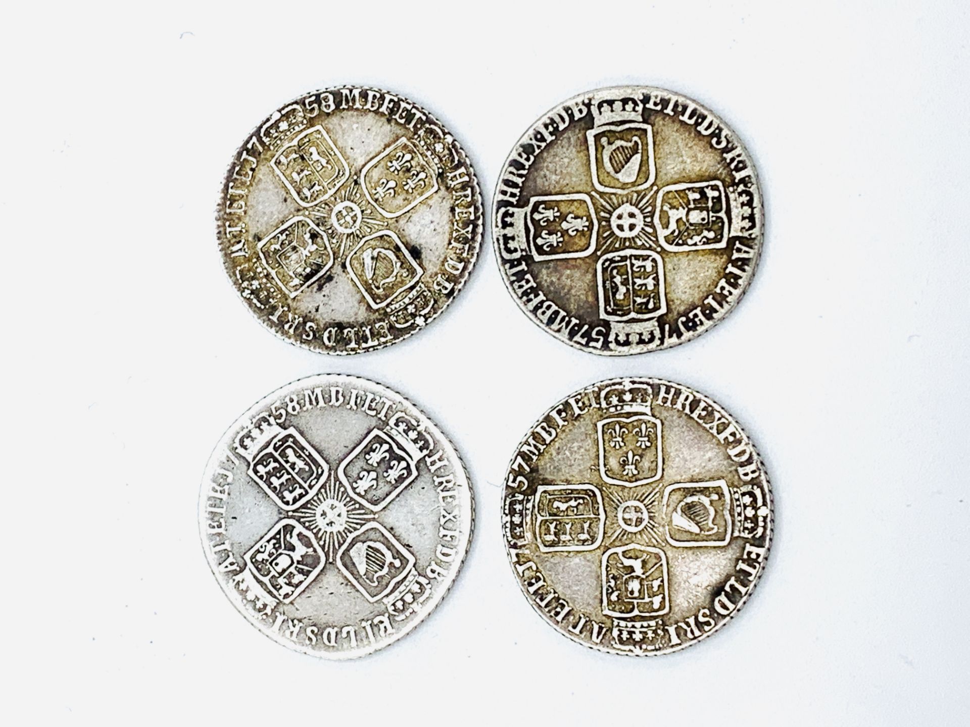 Four Georgian silver sixpence coins - Image 2 of 2