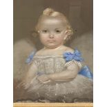 Framed and glazed pastel portrait of a child signed R. W. Salter