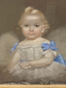 Framed and glazed pastel portrait of a child signed R. W. Salter