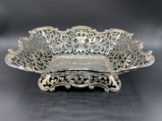 Silver pierced sided bowl, hallmarked Sheffield 1902 by Levesley Brothers