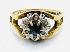 18ct gold, sapphire and diamond cluster ring