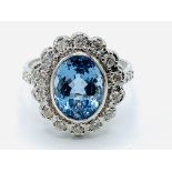 18ct white gold aquamarine and diamond ring