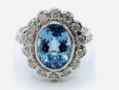 18ct white gold aquamarine and diamond ring