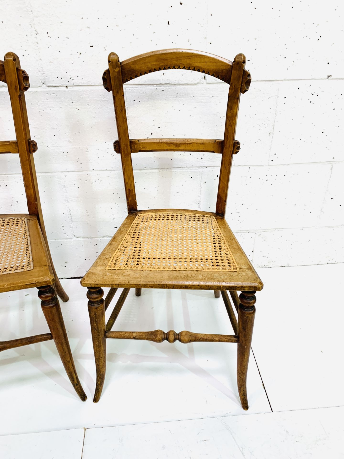 Pair of decorative cane seat arched back bedroom chairs - Image 3 of 5