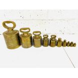 Boxed set of Wilts County Council brass standard metric weights