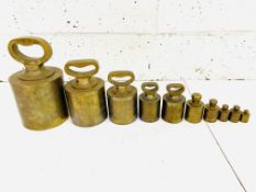 Boxed set of Wilts County Council brass standard metric weights
