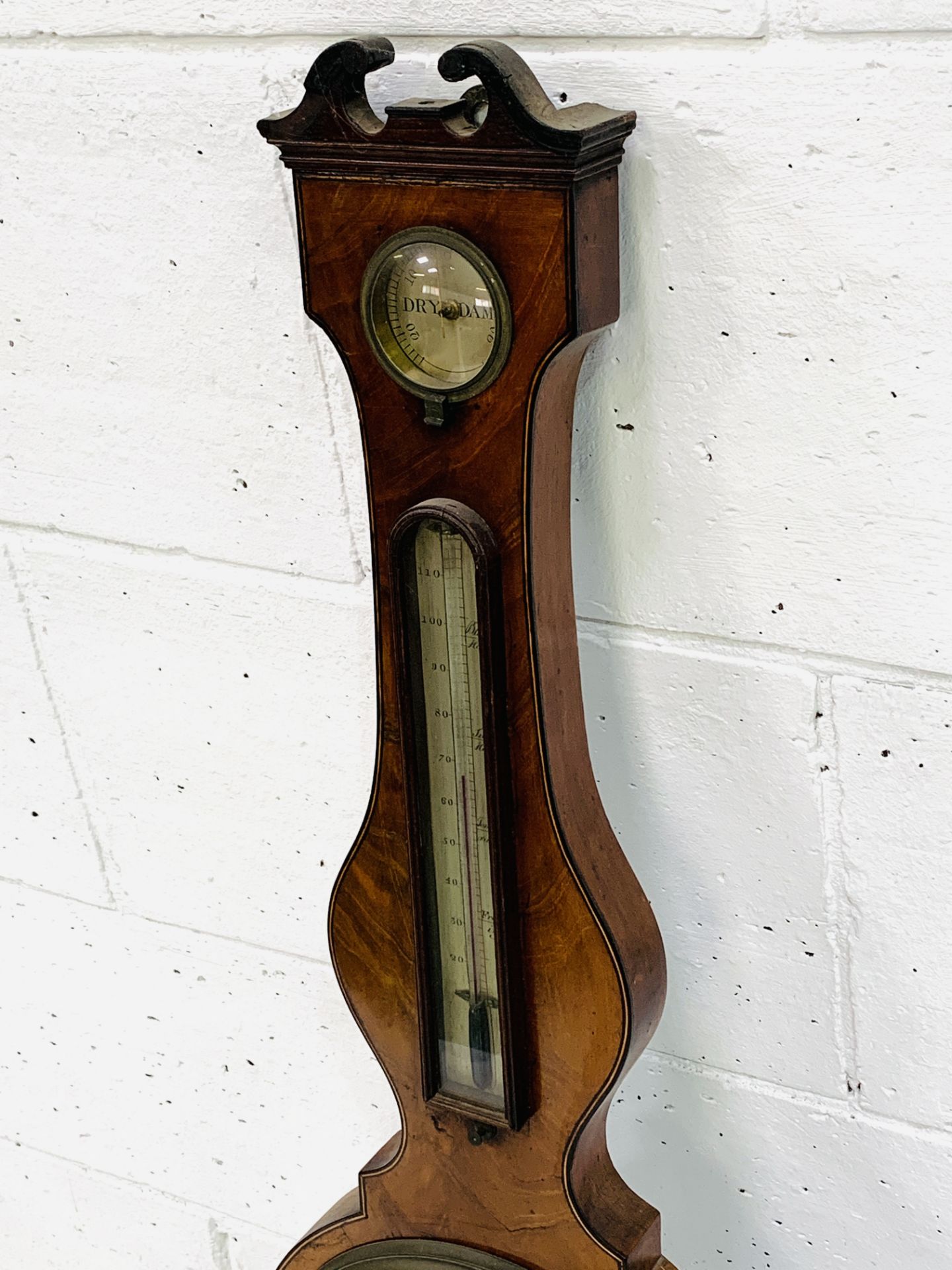 Early 19th century inlaid mahogany veneered wheel barometer by J Somalvico - Image 6 of 9