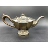 Silver teapot, with wooden handle and finial, hallmarked Birmingham 1902 by Jones & Crompton