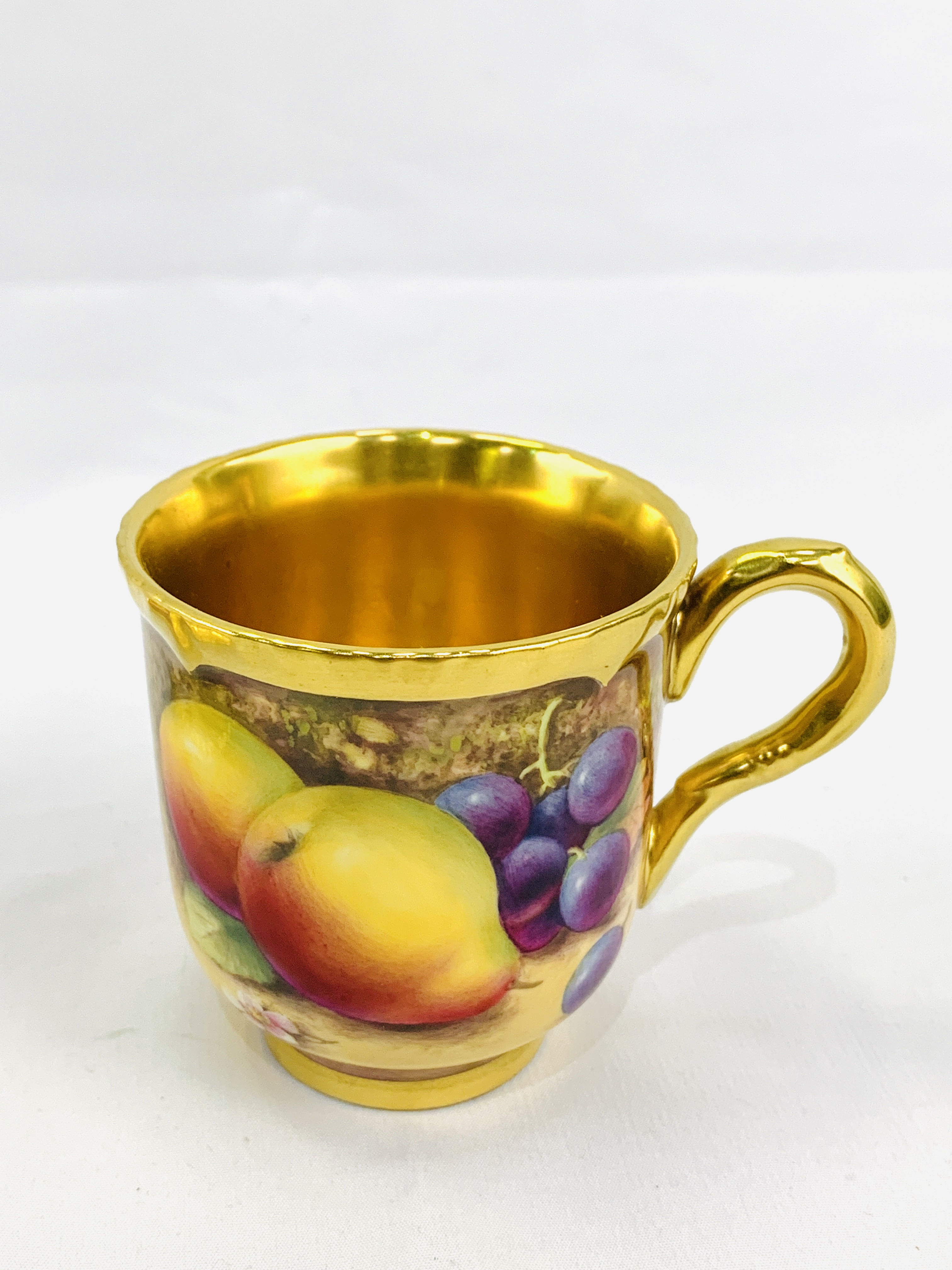 Royal Worcester "Fruit Study" coffee cup and saucer by P Platt - Image 6 of 6