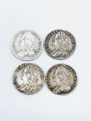 Four Georgian silver sixpence coins
