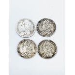 Four Georgian silver sixpence coins