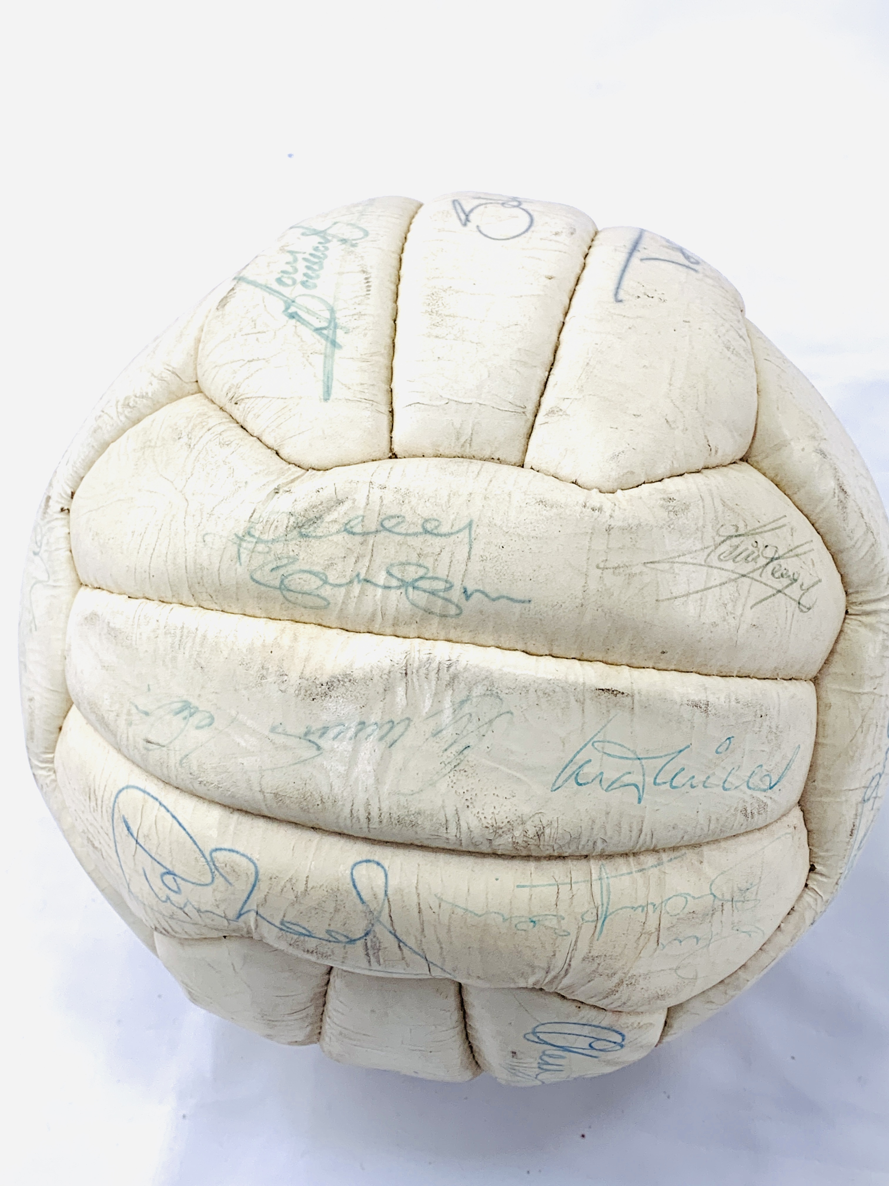 Signed Mitre 5 football with original signatures of 1980's era England football team - Image 4 of 5