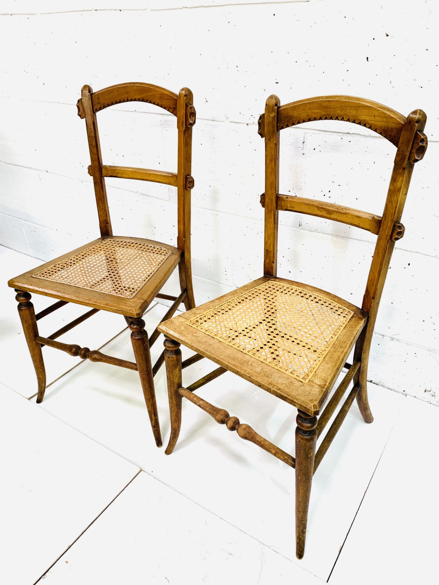 Pair of decorative cane seat arched back bedroom chairs - Image 2 of 5