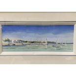 Framed and glazed water colour of sailing boats by Philippe Deschamps