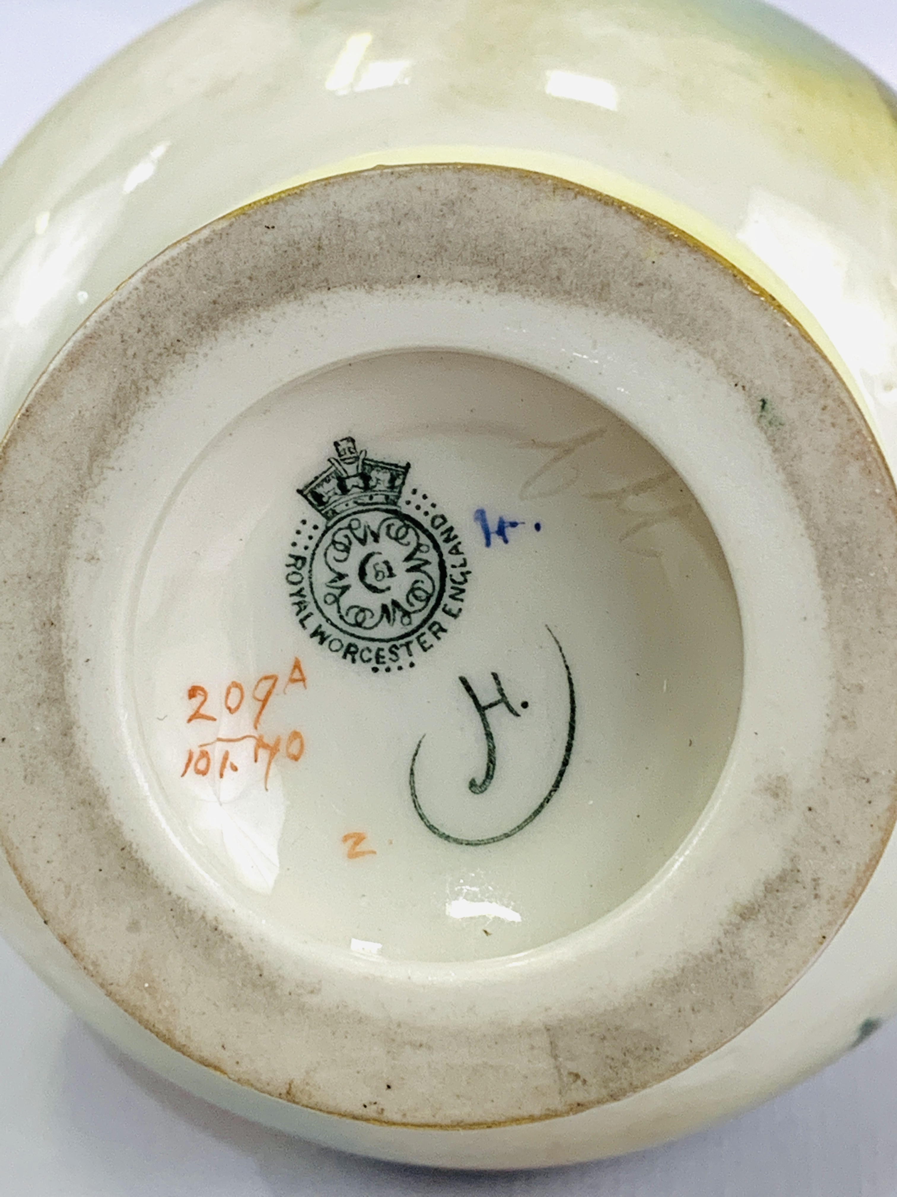 Royal Worcester jug hand painted with flowers - Image 6 of 6