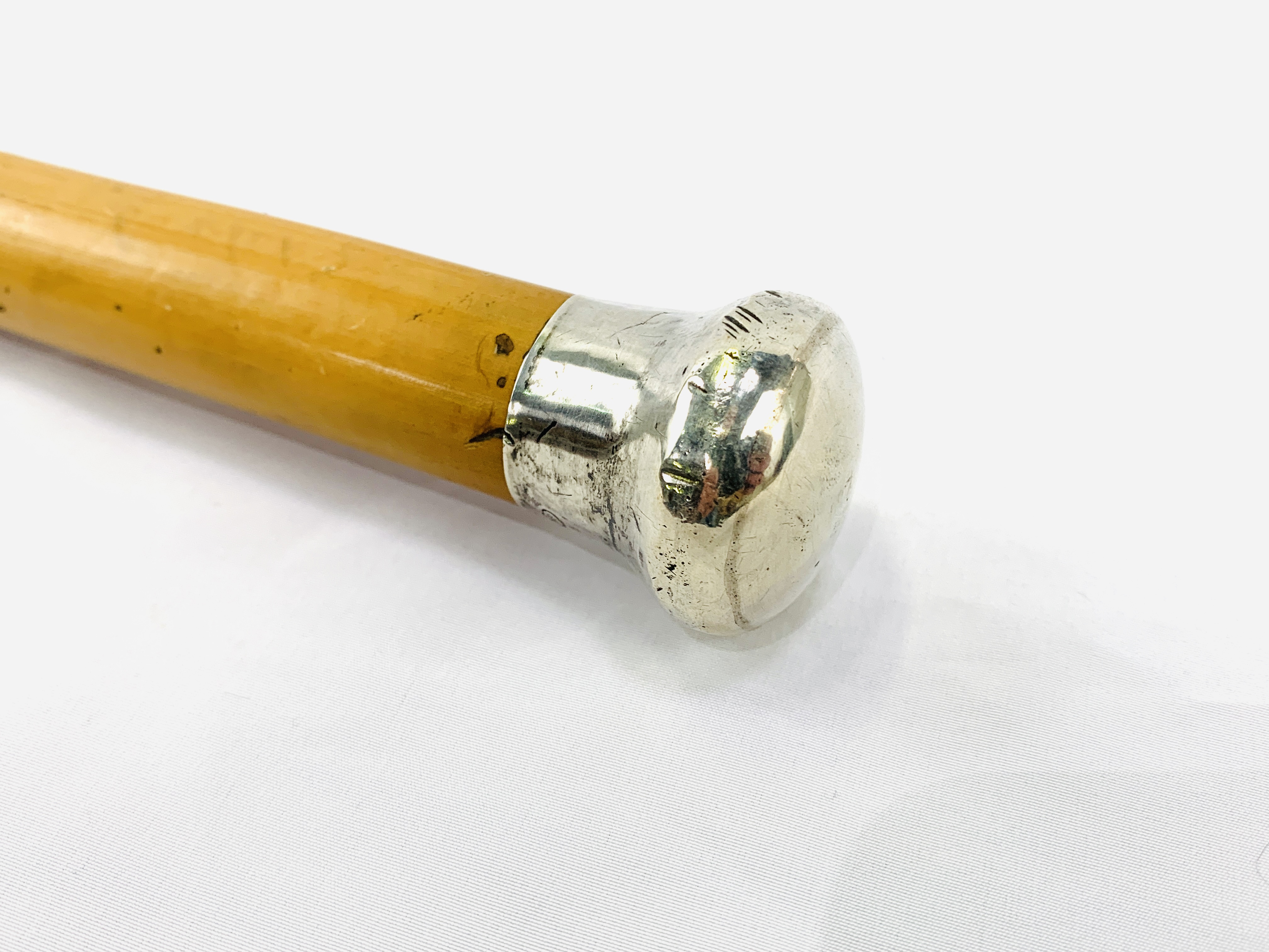 Malacca cane with hallmarked silver top - Image 4 of 4