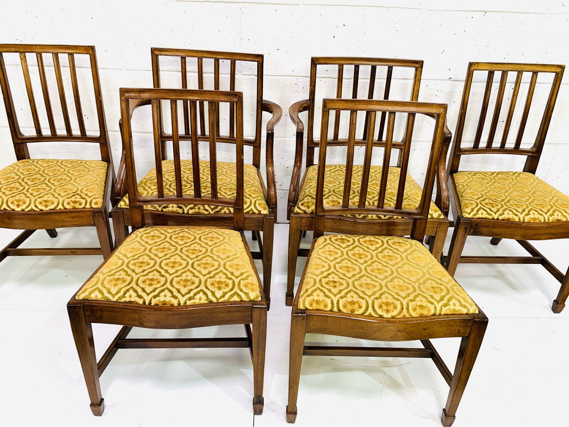 Group of six Georgian style mahogany dining chairs